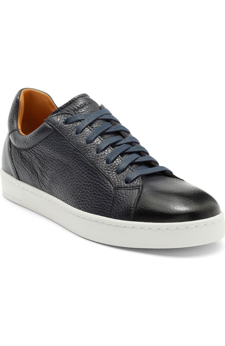 Magnanni Elonso Leather Sneaker, Main, color, Navy Pebble