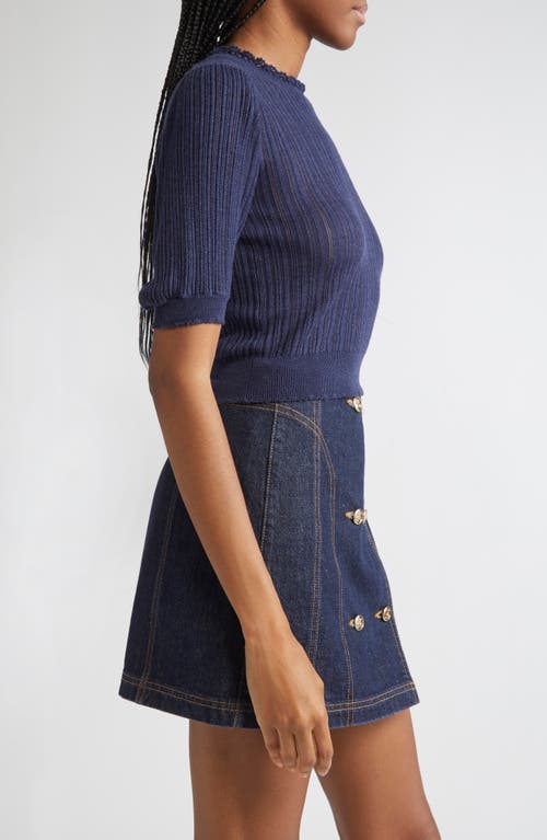 Ulla Johnson Gemma Short Sleeve Knit Top In Blue In Blue
