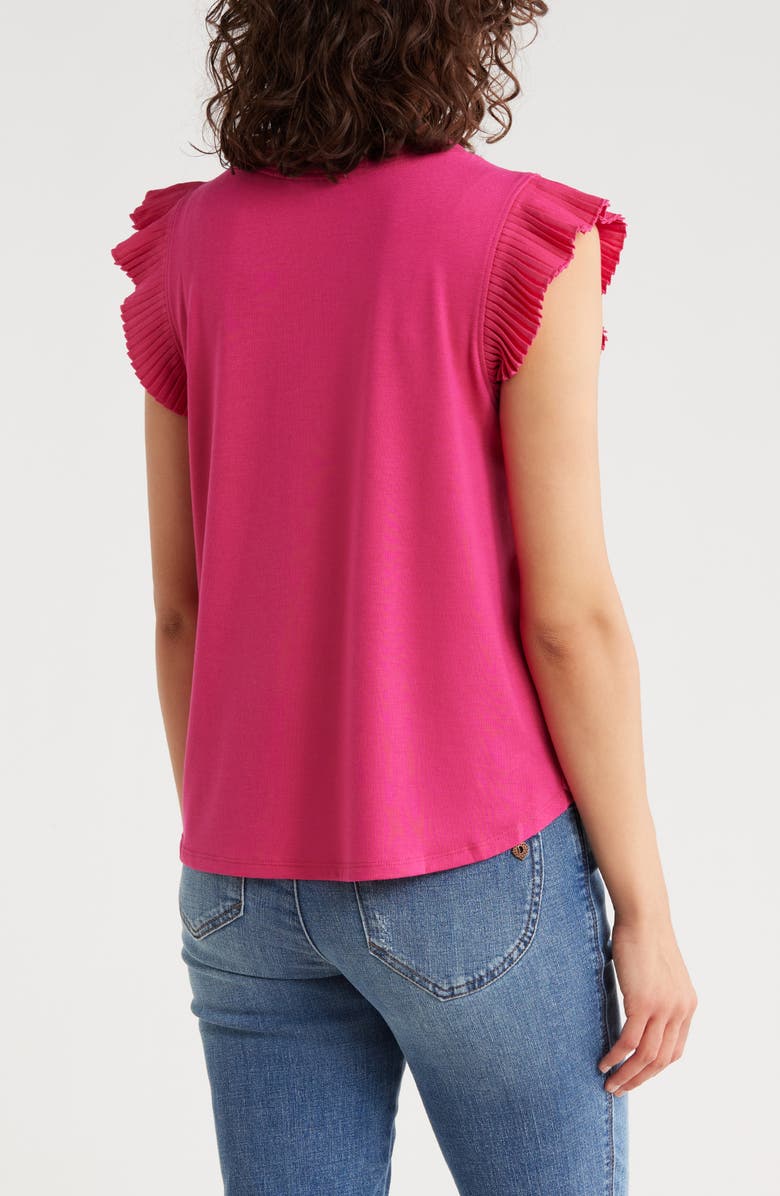 Democracy Mix Media Plissé Sleeve T-shirt, Alternate, color, Cherry Popsicle