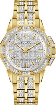 BULOVA Octava Pavé Crystal Bracelet Watch, 34mm