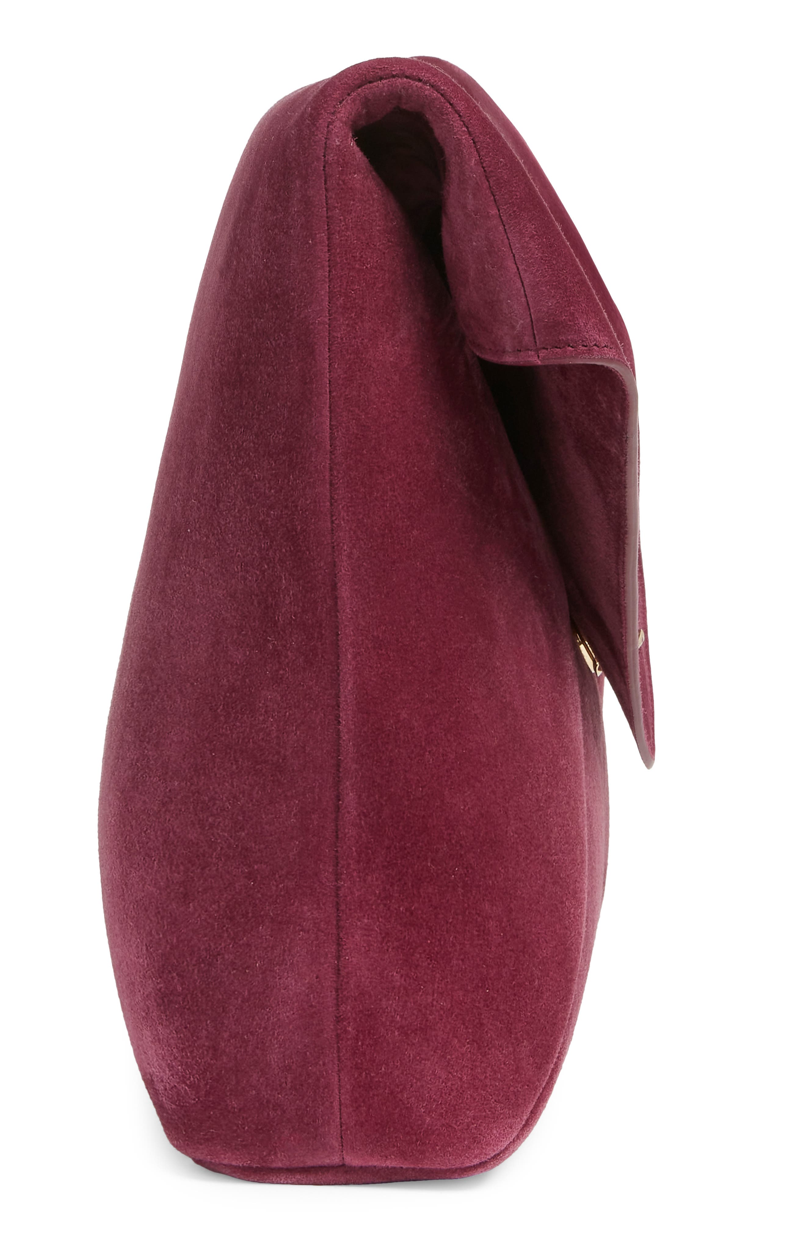 Saint Laurent XXL Cassandre Suede Envelope Clutch, Alternate, color, Deep Fuchsia