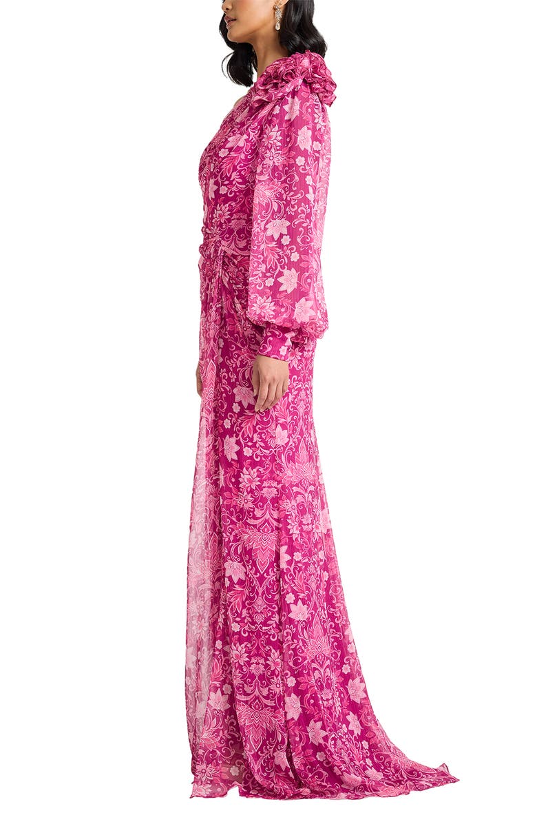 Tadashi Shoji Print One-Shoulder Gown, Alternate, color, 