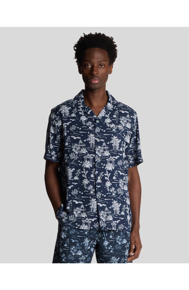 Lyle & Scott Botanical Garden Print Resort Shirt, Main, color, Dark Navy