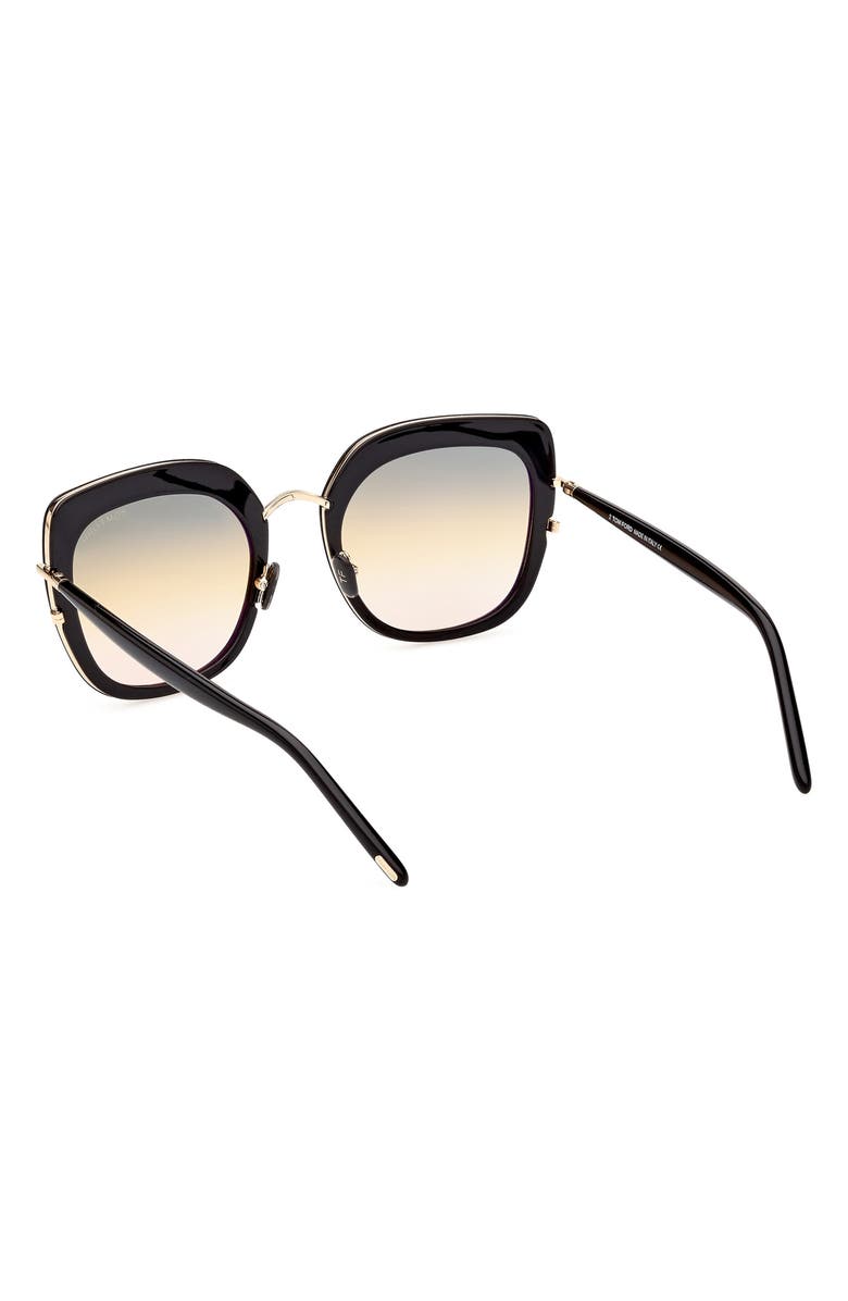 TOM FORD Virginia 55mm Gradient Square Sunglasses, Alternate, color, Shiny Black / Gradient Smoke