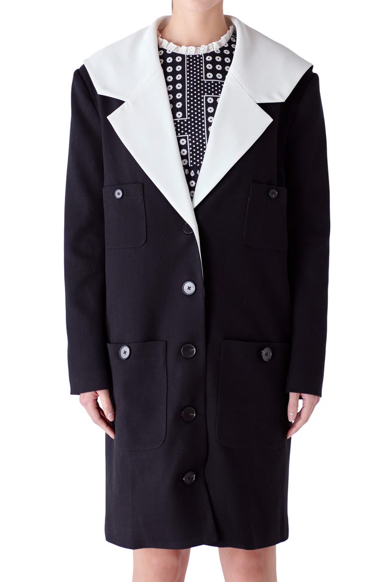 Sailor Collar Coat, Alternate, color, BLACK/WHITE