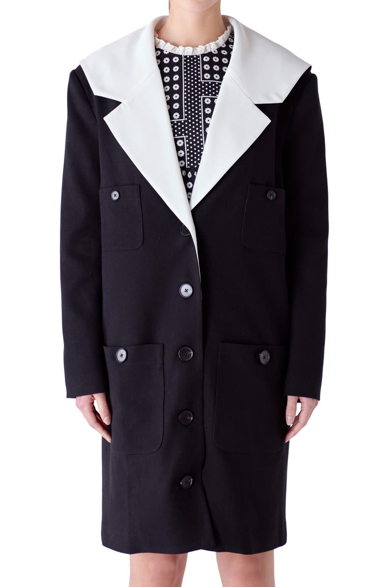 English Factory Sailor Collar Coat, Alternate, color, Black/ White