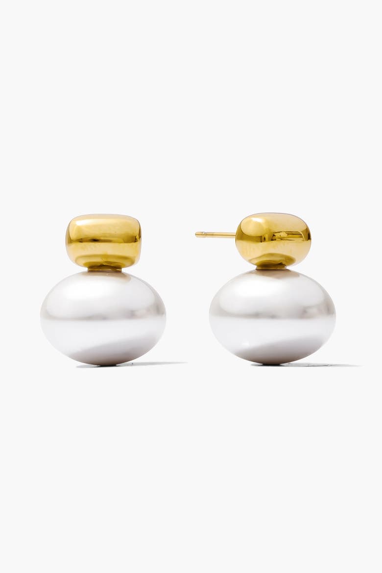 Big Freshwater Pearl Earrings, Main, color, Gold