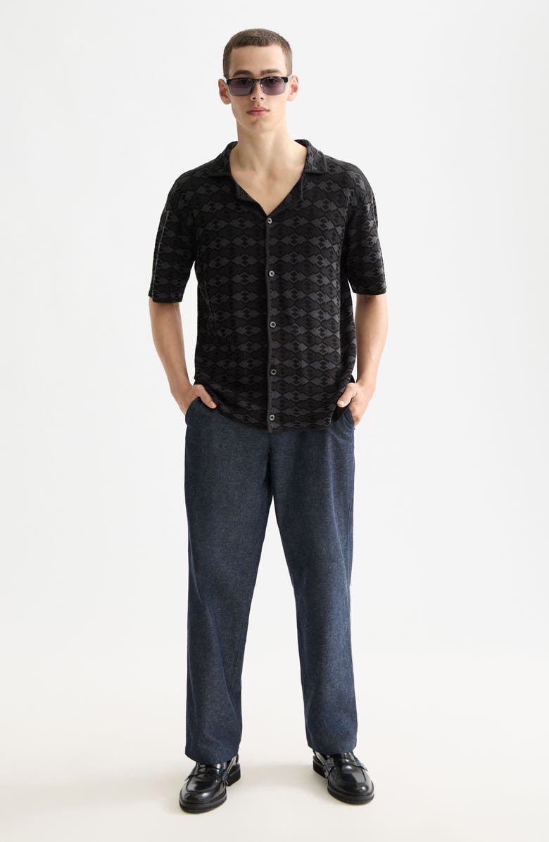 Scotch & Soda Argyle Knit Camp Shirt, Alternate, color, Mini Diamond