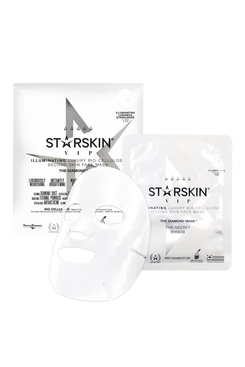 Starskin® The Diamond Mask VIP Illuminating Luxury Bio-Cellulose Second Skin Face Mask, Main, color, NO COLOR
