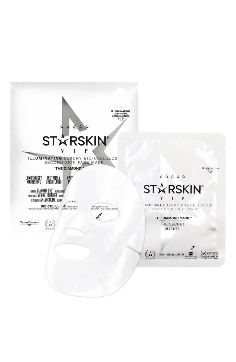Starskin <sup>®</sup> The Diamond Mask VIP Illuminating Luxury Bio-Cellulose Second Skin Face Mask, Main, color, 