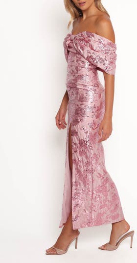 Lilia Off the Shoulder Floral Jacquard Maxi Dress