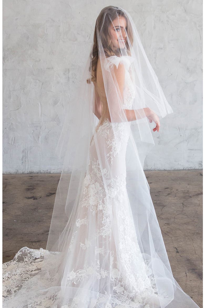 Iman Catherdal Tiered Tulle Veil (Nordstrom Exclusive), Alternate, color, IVORY