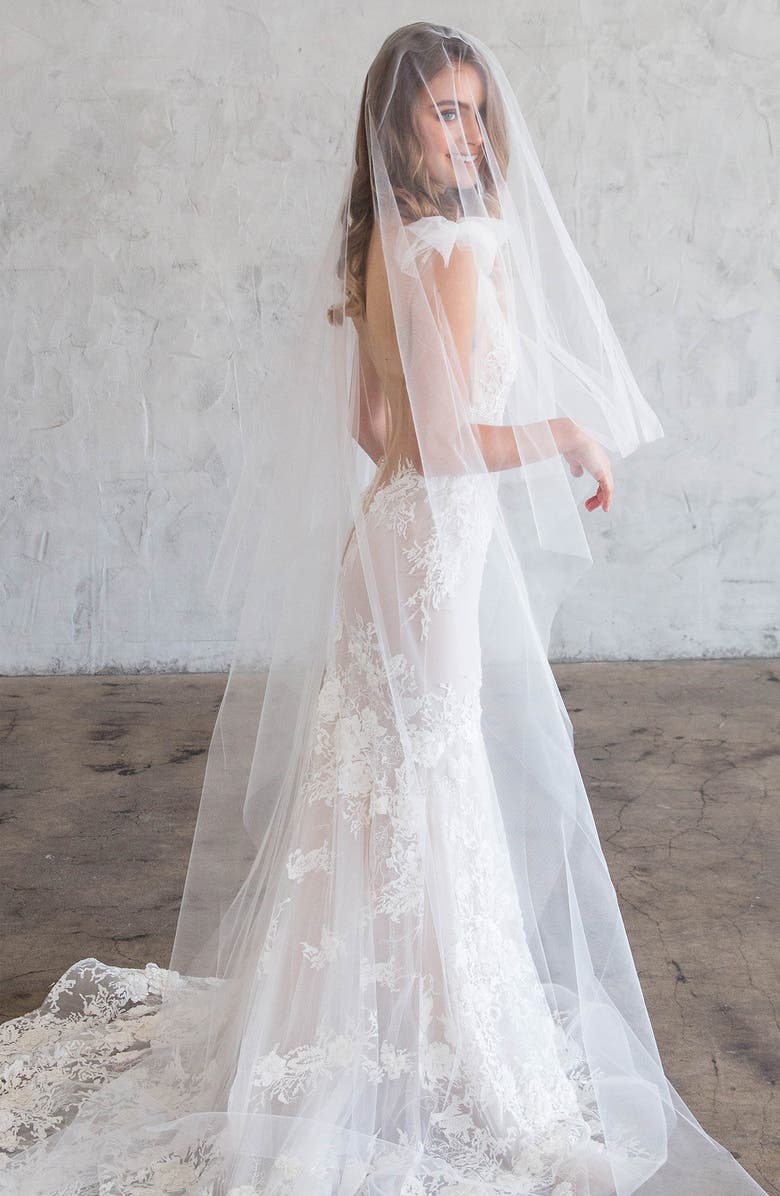 Brides & Hairpins Iman Catherdal Tiered Tulle Veil, Alternate, color, 