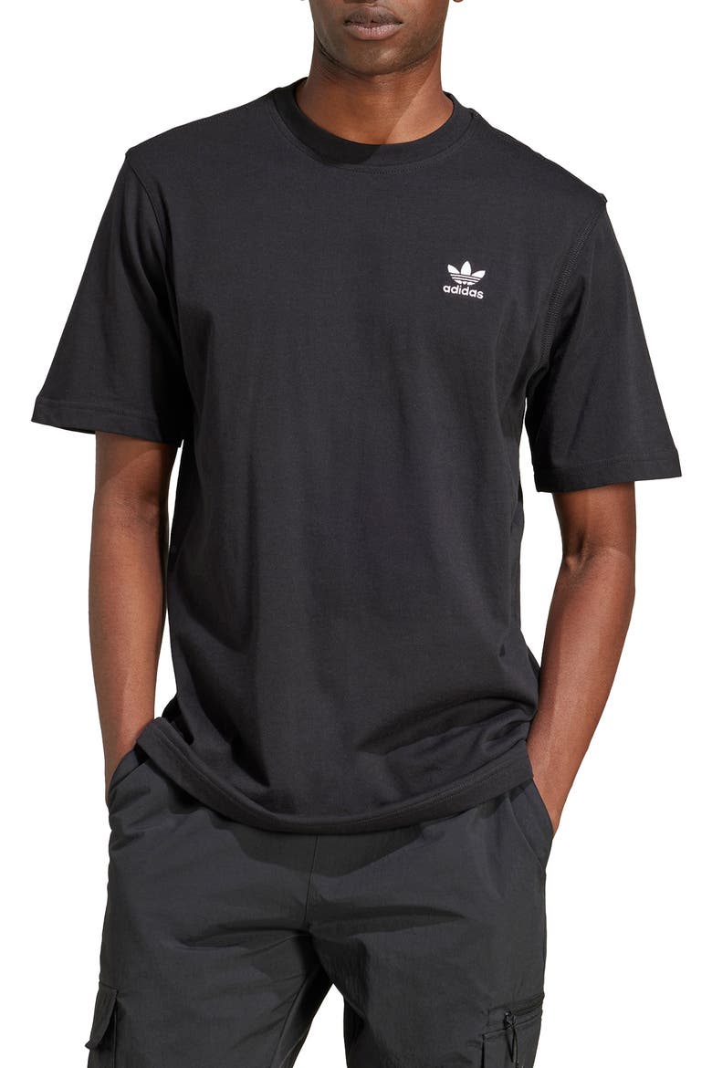 Trefoil Essentials Cotton T-Shirt, Main, color, BLACK