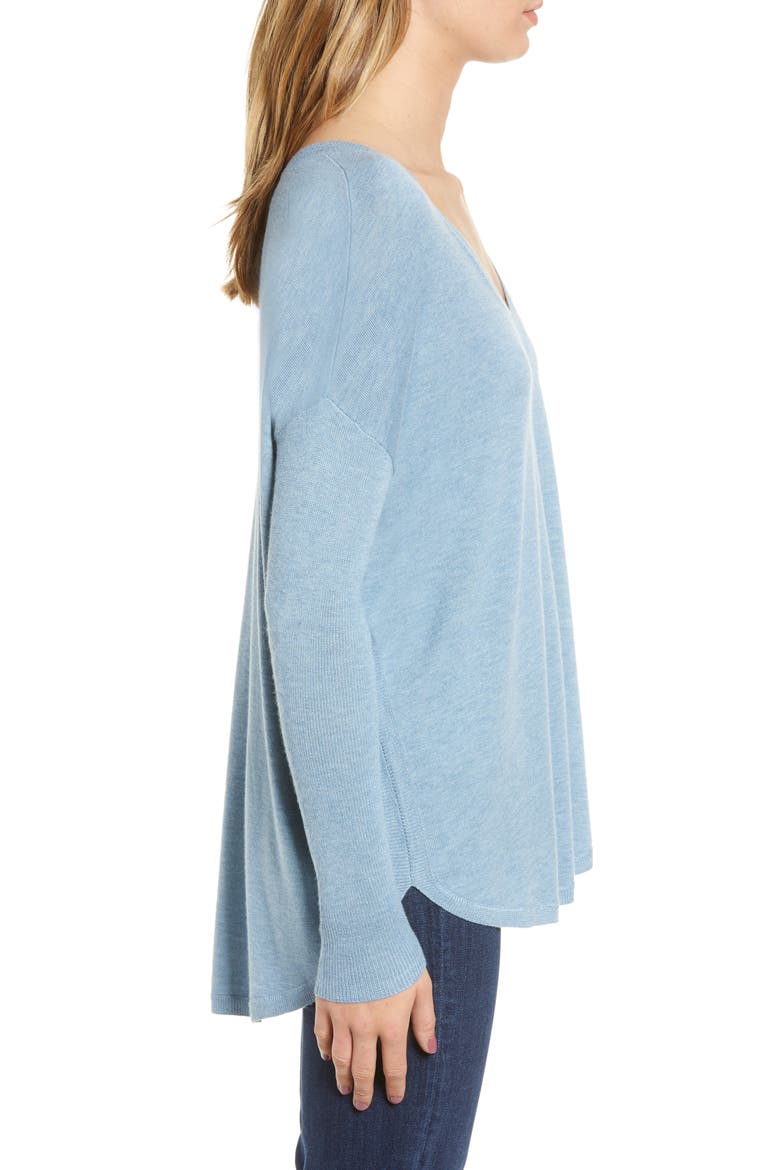 Everyday V-Neck Sweater, Alternate, color, BLUE CASHMERE HEATHER