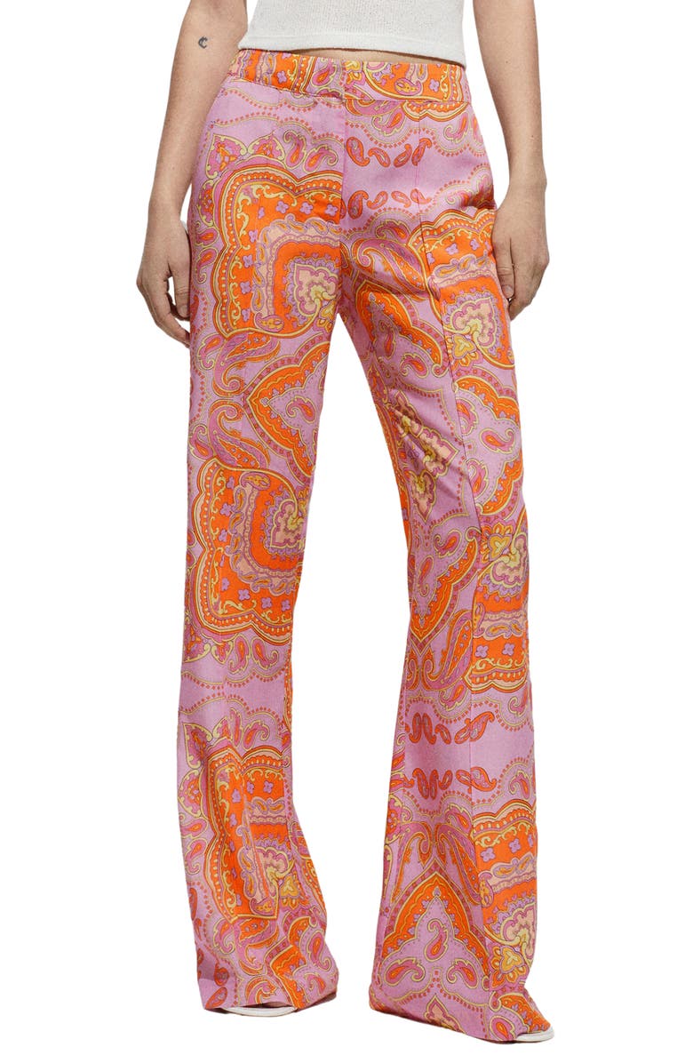 MANGO Paisley Flare Pants, Main, color,