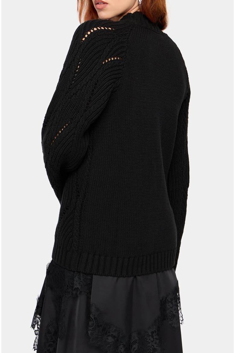 Melrose Lace Cable Knit Sweater, Alternate, color, Black