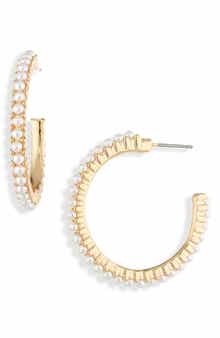 Cara Faux Pearl Hoop Earrings