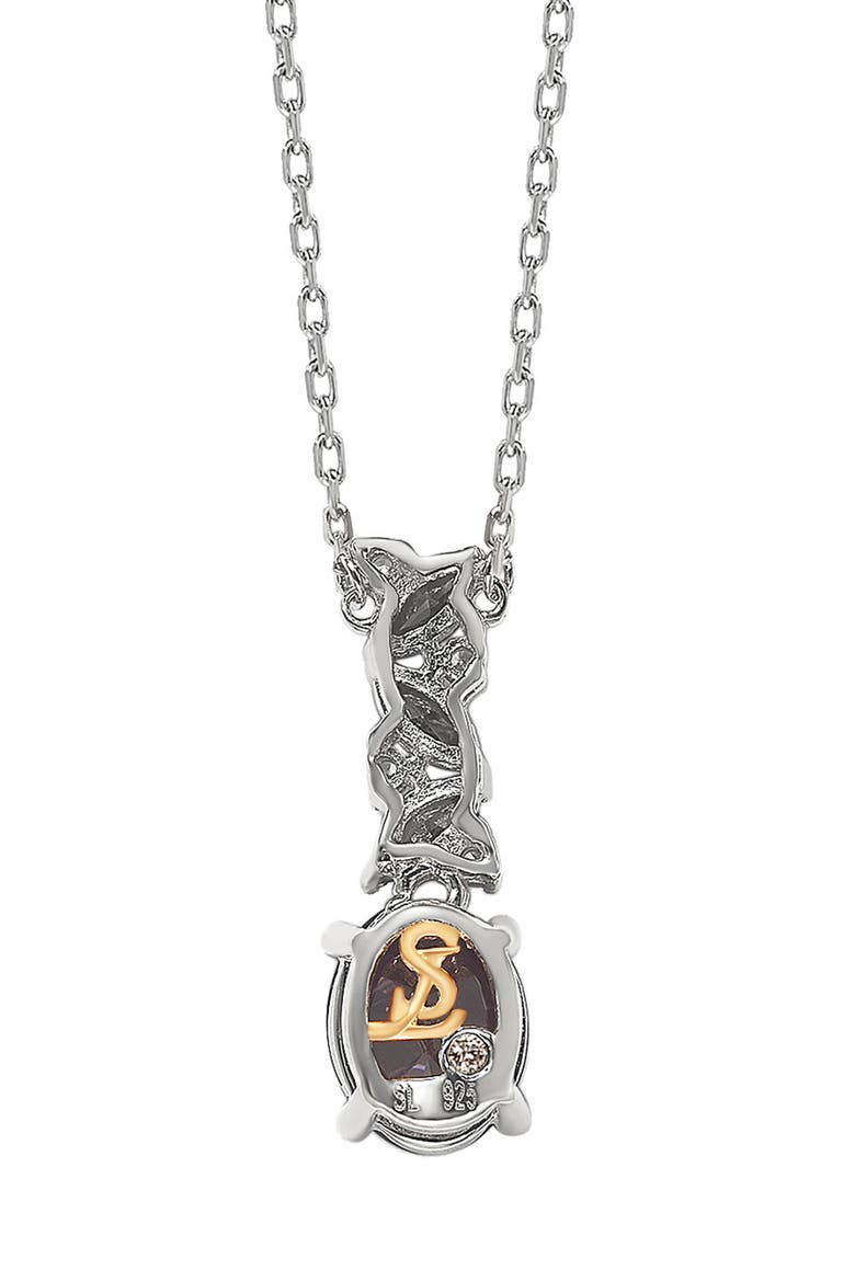 Sterling Silver Purple & White Cubic Zirconia Cluster Pendant Necklace, Alternate, color, PURPLE