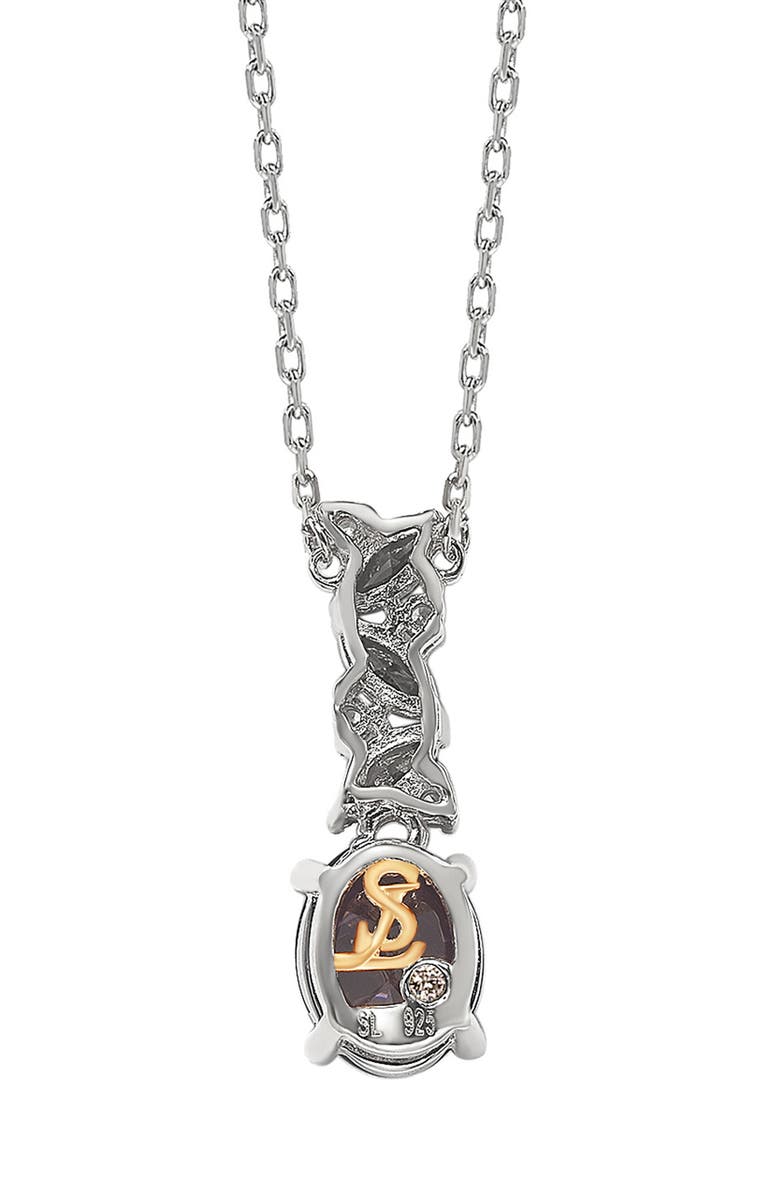 SUZY LEVIAN Sterling Silver Purple & White Cubic Zirconia Cluster Pendant Necklace, Alternate, color, Purple