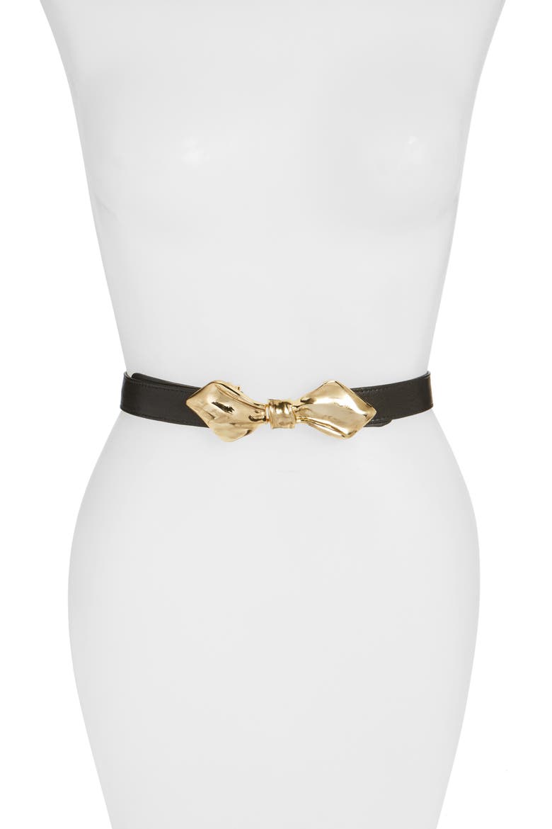 'Sierra' Bow Belt, Alternate, color, BLACK