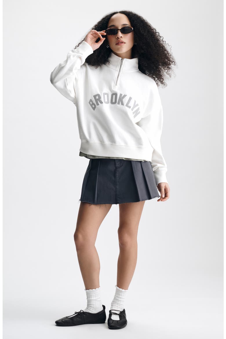 Brooklyn Oversize Half Zip Cotton Sweatshirt, Alternate, color, ANTIQUE WHITE