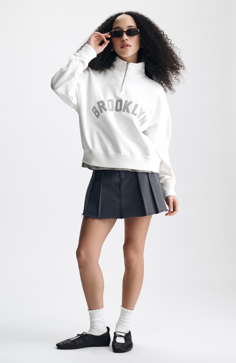 Brooklyn Industries Brooklyn Oversize Half Zip Cotton Sweatshirt, Alternate, color, Antique White