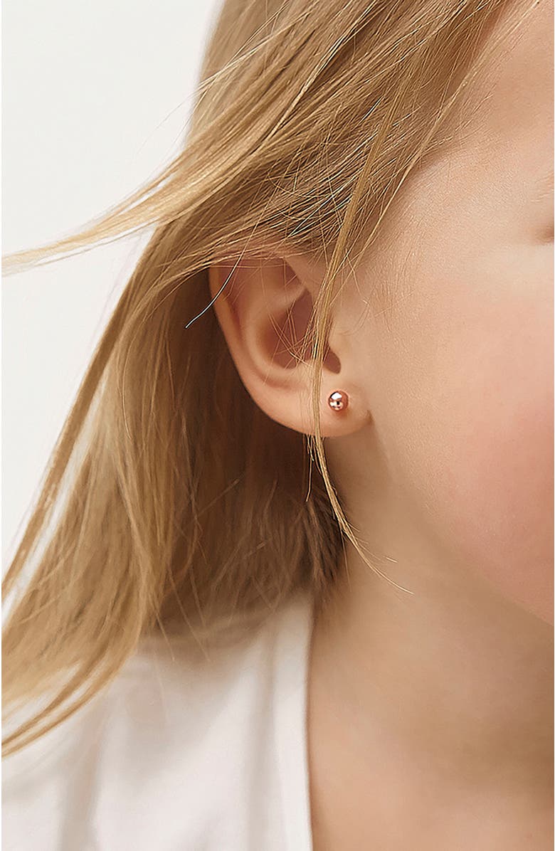 In Season Jewelry 14k Classic Ball Earrings, Alternate, color, Rose Gold