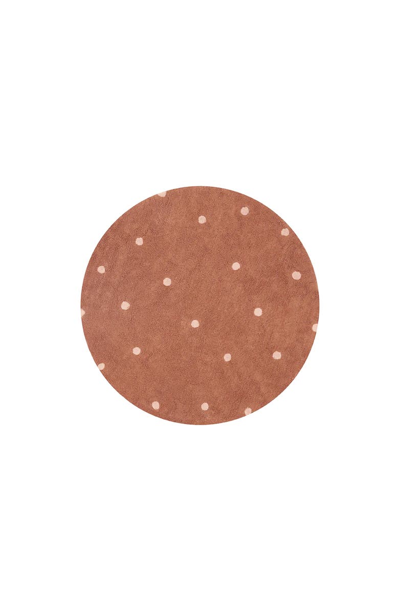 Lorena Canals Washable Rug Round Dot, Main, color, Chestnut, Rose
