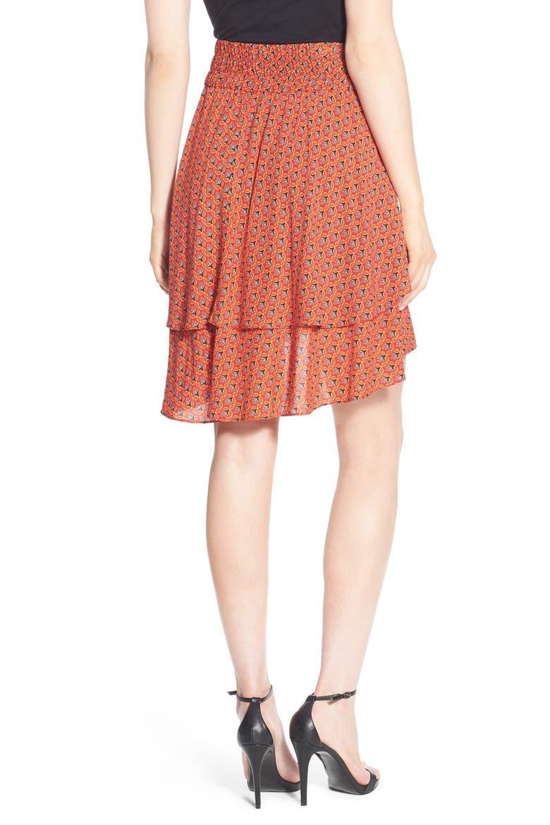 Tiered High/Low Skirt, Alternate, color, RED SALSA