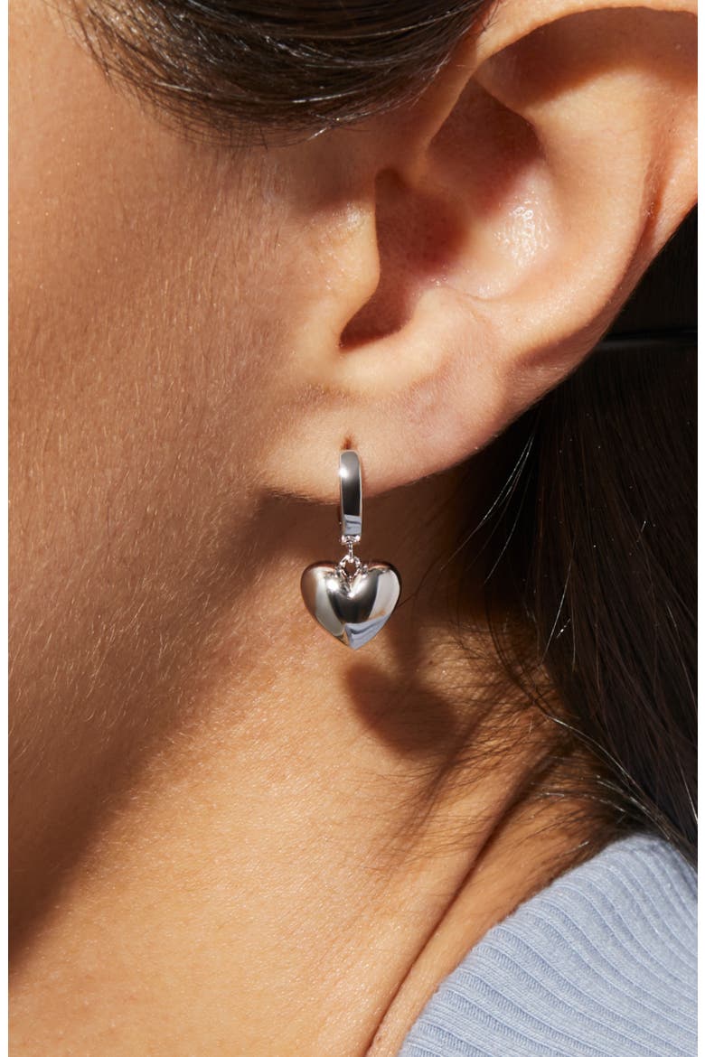 Puffed Heart Hoops - Jessica, Alternate, color, Silver