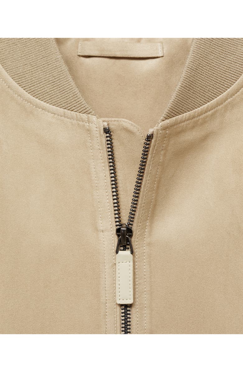 MANGO Faux Suede Bomber Jacket, Alternate, color, Ecru