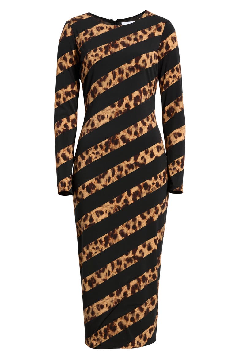 Leopard Stripe Long Sleeve Maxi Dress, Alternate, color, LEOPARD