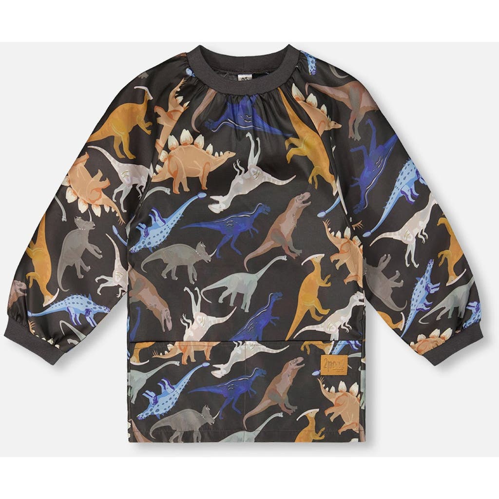 Deux Par Deux School Apron Dinosaur In Blue