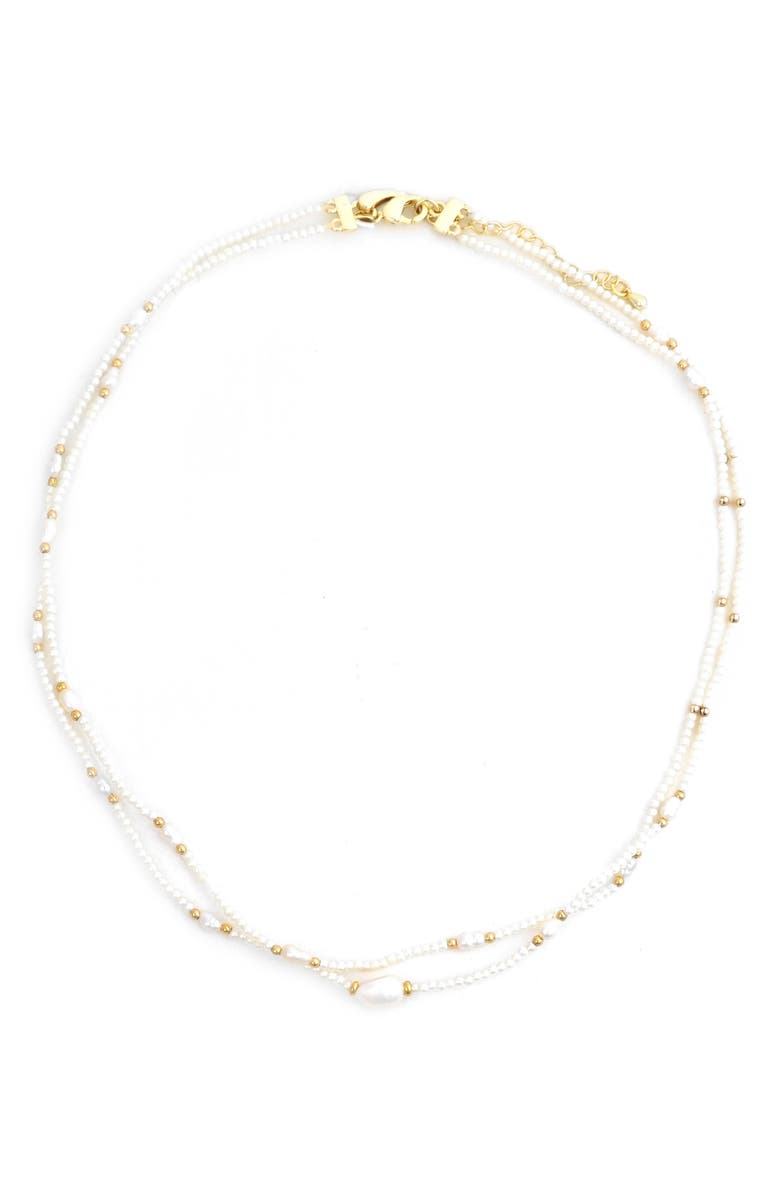 Panacea Faux Pearl & Freshwater Pearl Double Strand Necklace, Main, color, White