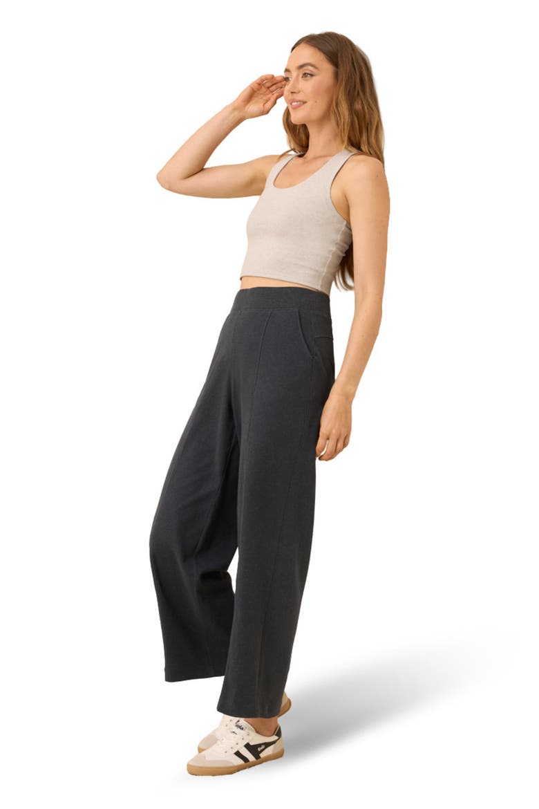 Organic Cotton Airplane Pintuck Wide Leg Pant, Alternate, color, Charcoal Heather
