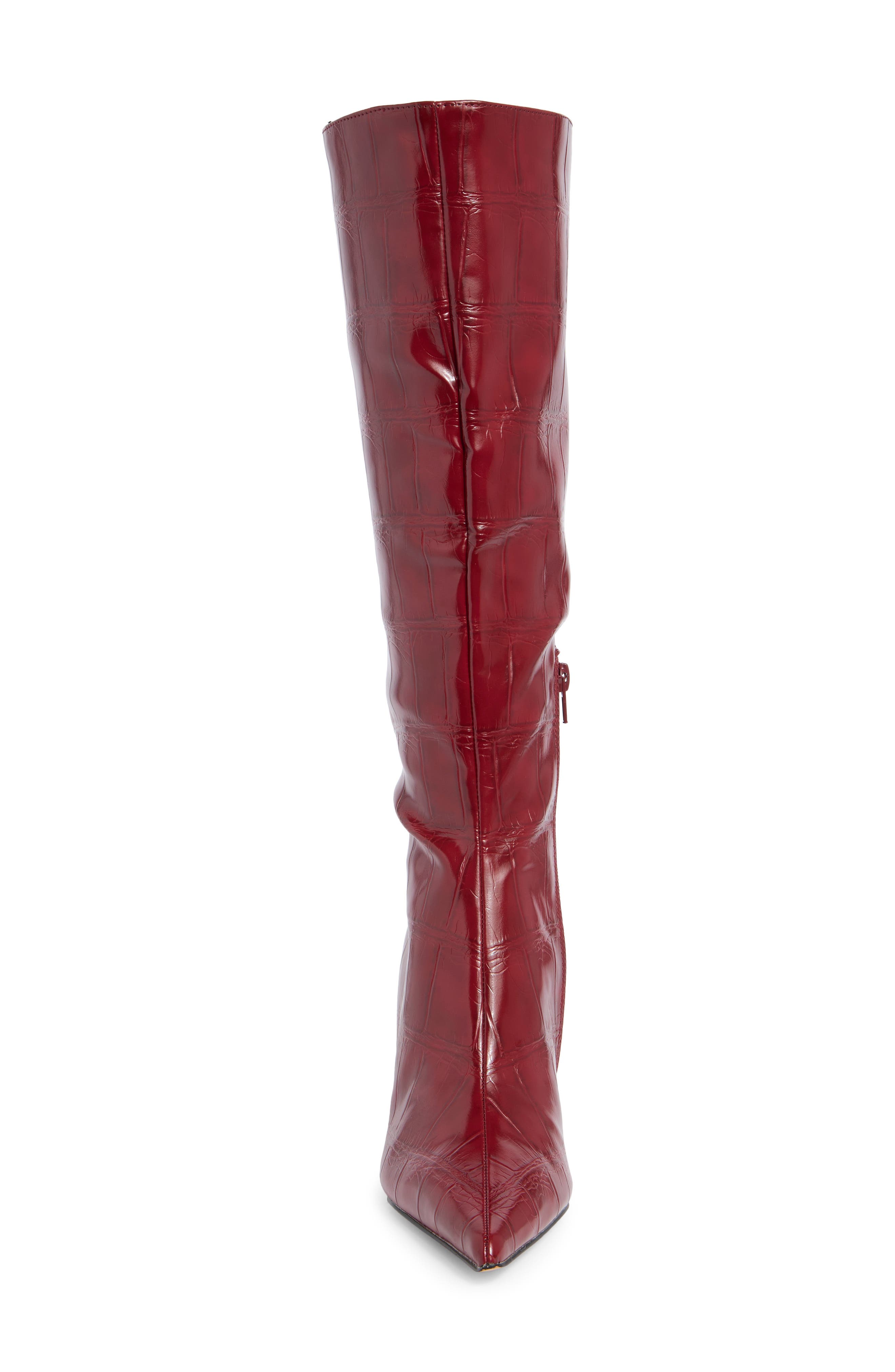 Pallmer Croc Embossed Faux Leather Boot, Alternate, color, RED CROCO