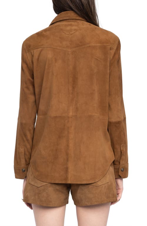 Zadig & Voltaire Suede Button-down Shirt In Brown