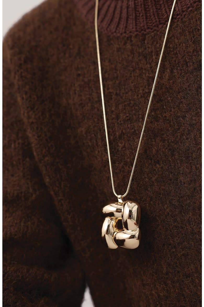 Woven Square Pendant Necklace, Alternate, color, HIGH POLISH GOLD