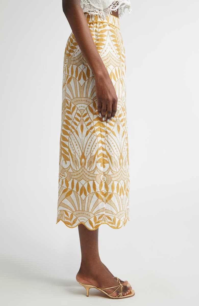 FARM Rio Lace Nature Linen Midi Skirt, Alternate, color, Off-White