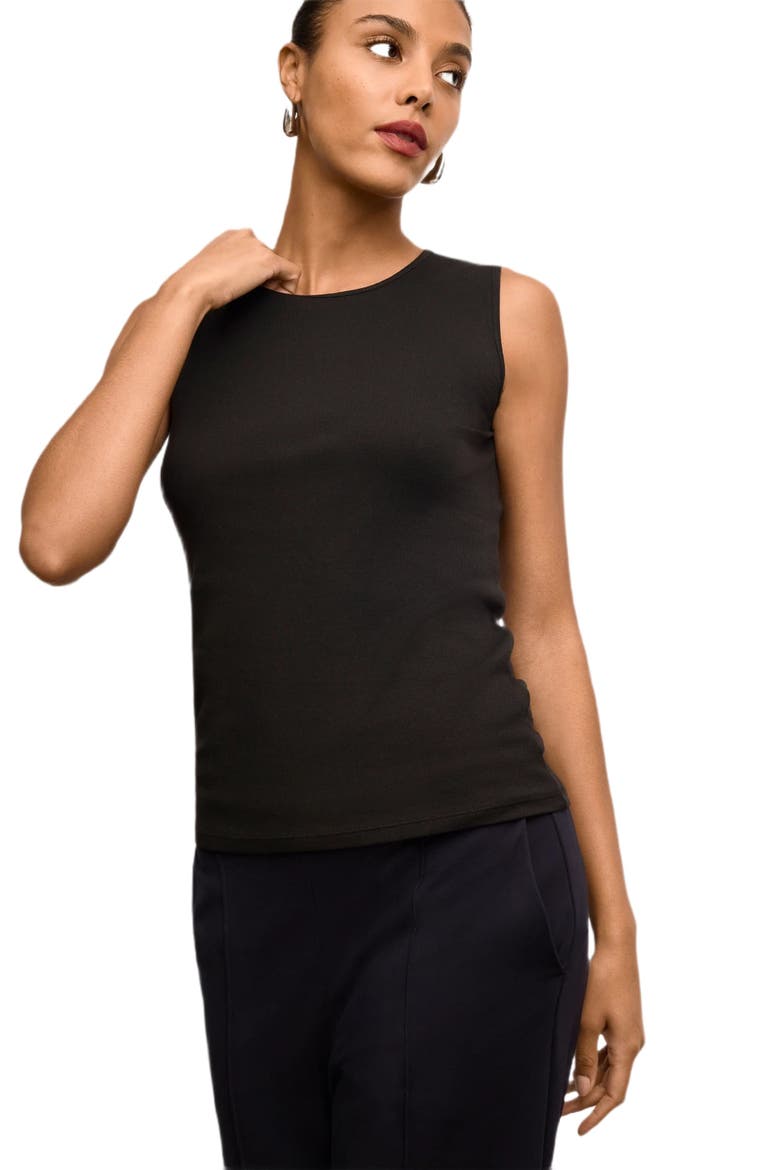 Paige Organic Ribbed Pima Cotton Tank, Main, color, Black