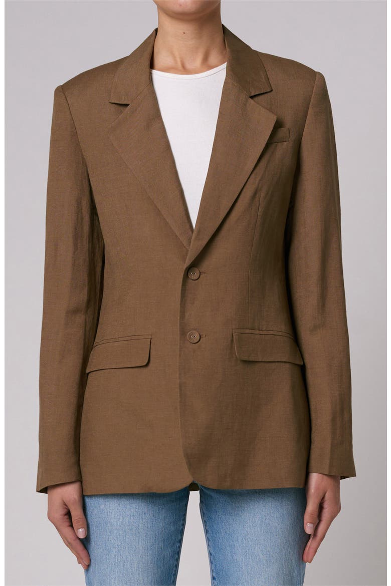 Kail Oversize Linen Blend Blazer, Alternate, color, TOBACCO