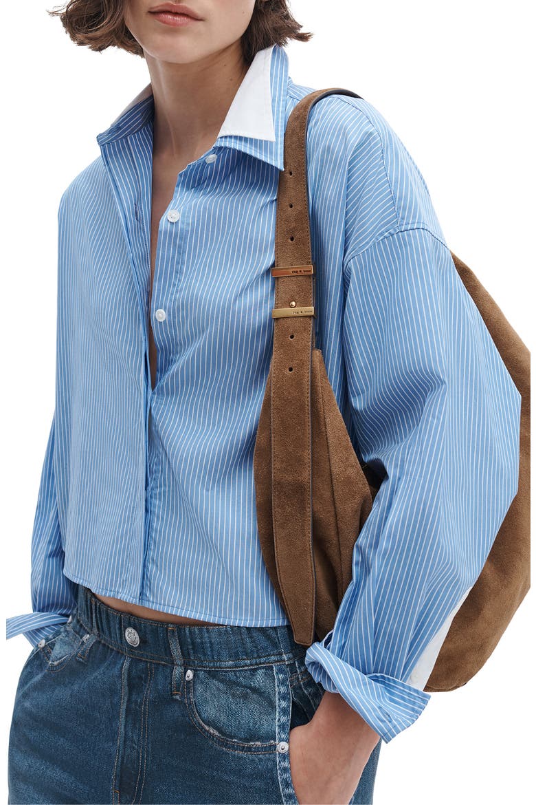 Marin Stripe Cotton Button-Up Shirt, Alternate, color, BLUE STRIPE