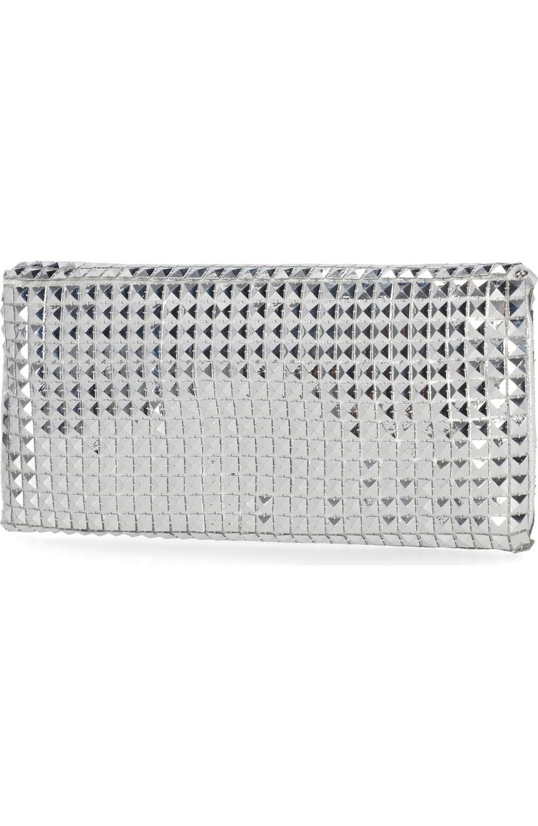 Jessica McClintock Helena Pyramid Mesh Flap Clutch, Alternate, color, Silver