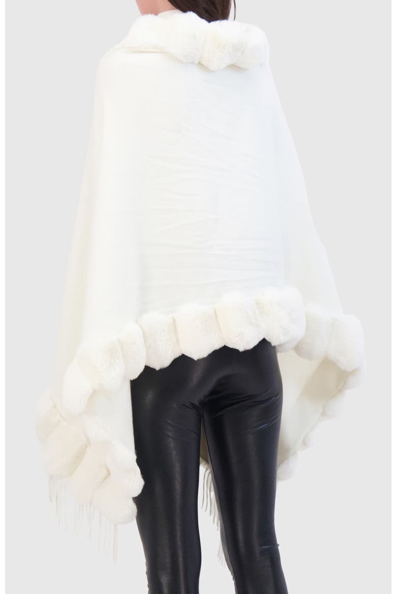 Cashmere & Wool Blend Cape With Fur-Free Chinchilla (Faux Fur) Trim, Alternate, color, WHITE/WHITE CHINCH