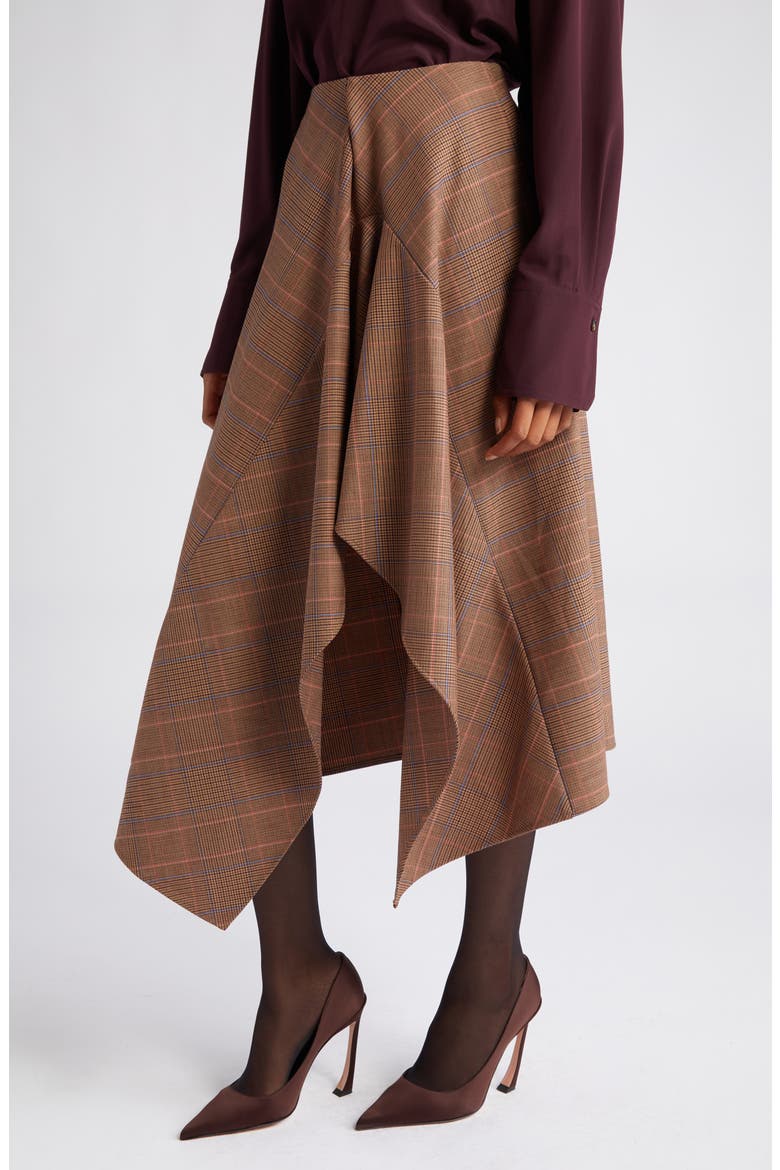 Navy Plaid Drape Handkerchief Hem Skirt, Alternate, color, SABLE MULTI