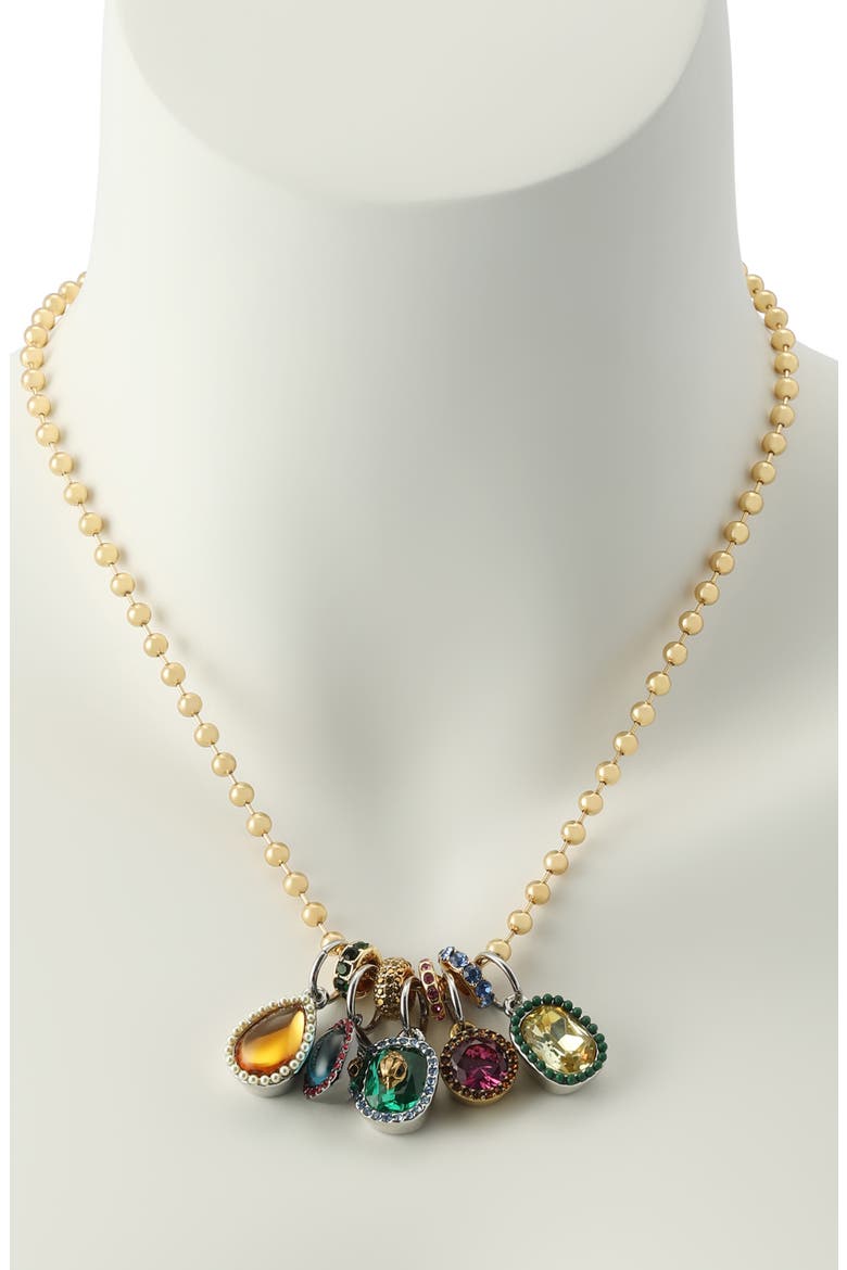 Stone Ball Chain Charm Necklace, Alternate, color, MULTI