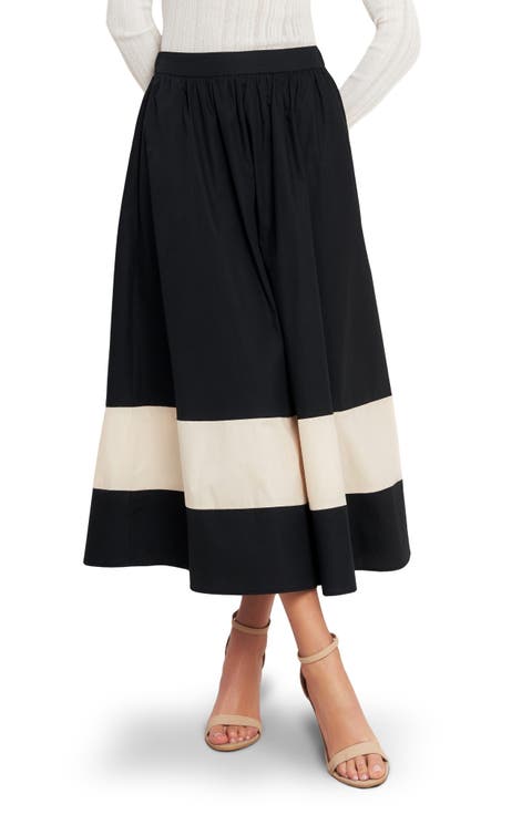 Colorblock Cotton Skirt