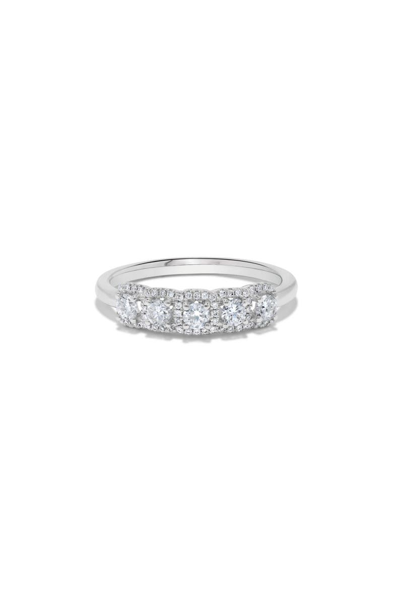 Five Diamond Round Halo Ring in 14K White Gold, Main, color, 14K White Gold