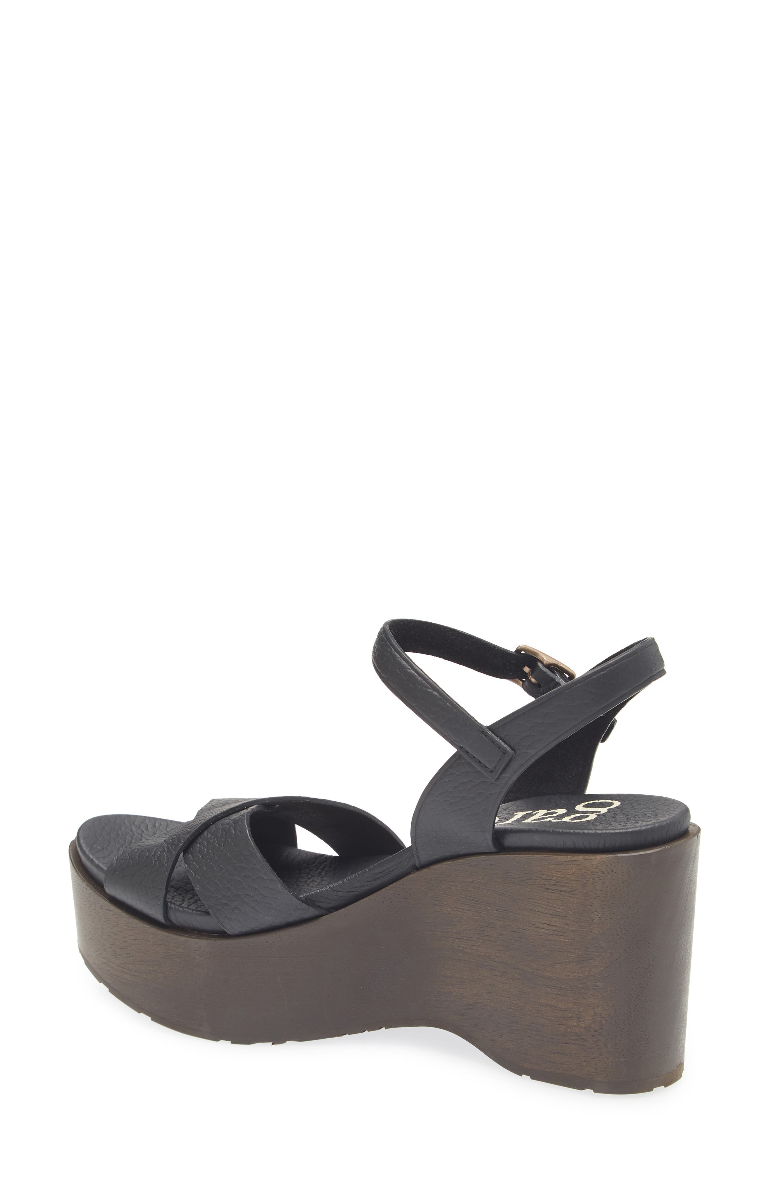 Pedro Garcia Dalys Ankle Strap Platform Wedge Sandal, Alternate, color, Black Cervo
